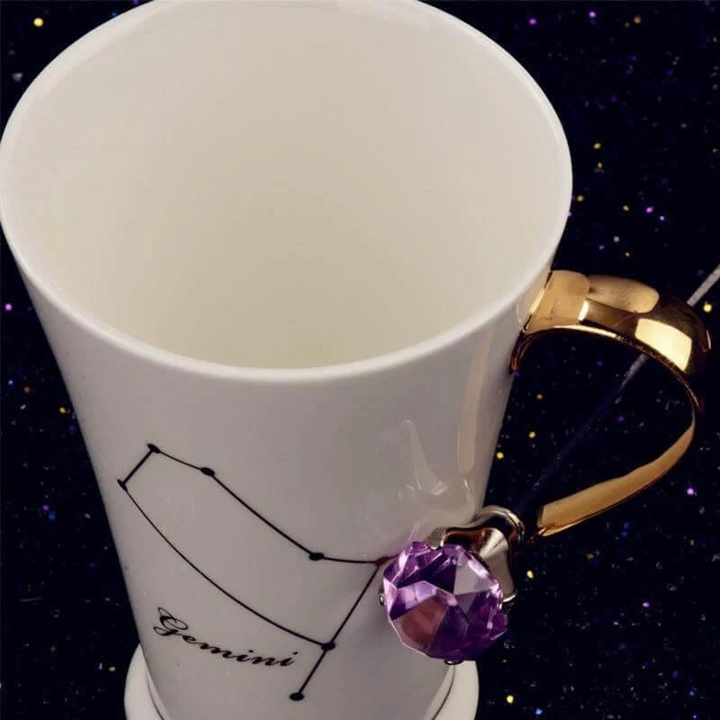Coffee Mug Ceramic Zodiac Design Spoon Included
