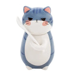 Coffee Mug Lucky Cat Design Ceramic Lid & Spoon
