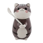 Coffee Mug Lucky Cat Design Ceramic Lid & Spoon