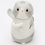 Coffee Mug Lucky Cat Design Ceramic Lid & Spoon