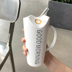 Coffee Mug Porcelain Ceramic 15.2 Oz With Straw