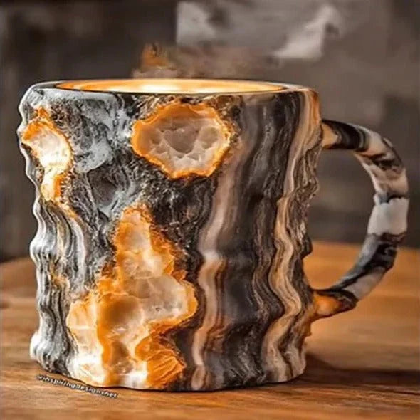 Coffee Mug Raised Texture Transparent 10.14 Oz Capacity