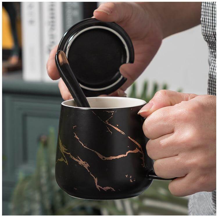 Coffee Mug Set Porcelain Marble Design