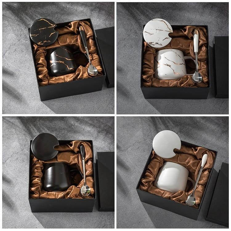 Coffee Mug Set Porcelain Marble Design