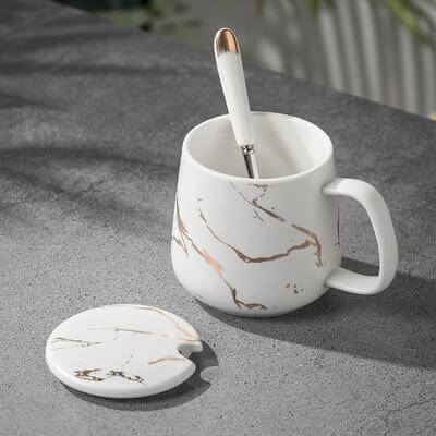 Coffee Mug Set Porcelain Marble Design