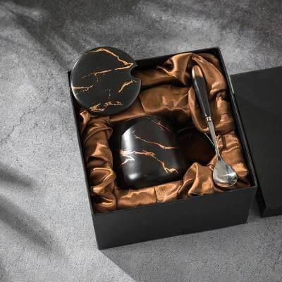 Coffee Mug Set Porcelain Marble Design