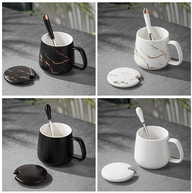 Coffee Mug Set Porcelain Marble Design