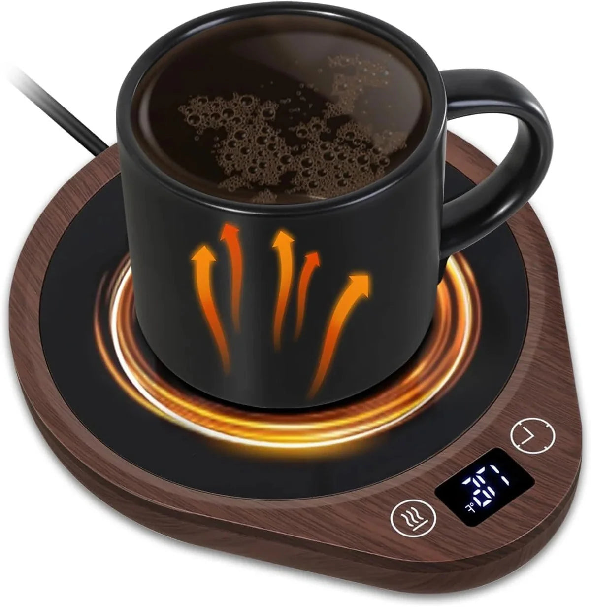 Coffee Mug Warmer Adjustable Heat Glass Plate & Auto Shut-Off