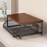 Coffee Organizer Wooden Top Two Slide-Out Mesh Baskets