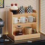 Coffee Station Organizer Three-Tier Engineered Wood Countertop Shelf