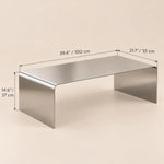 Coffee Table Polished Stainless Steel Waterfall Design 550 lb Capacity
