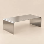 Coffee Table Stainless Steel Waterfall Design Mirror Polished Chrome Finish