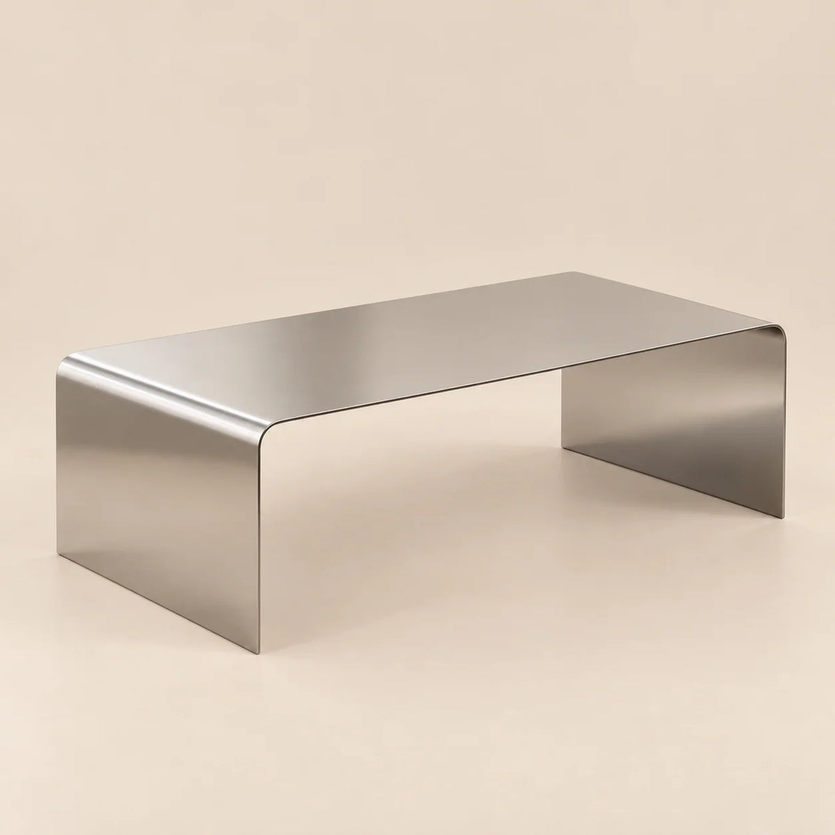 Coffee Table Stainless Steel Waterfall Design Mirror Polished Chrome Finish