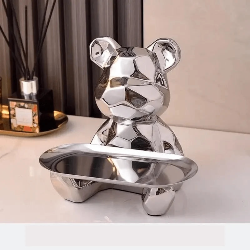 Coin Bank & Catchall Tray Ceramic Bear Design