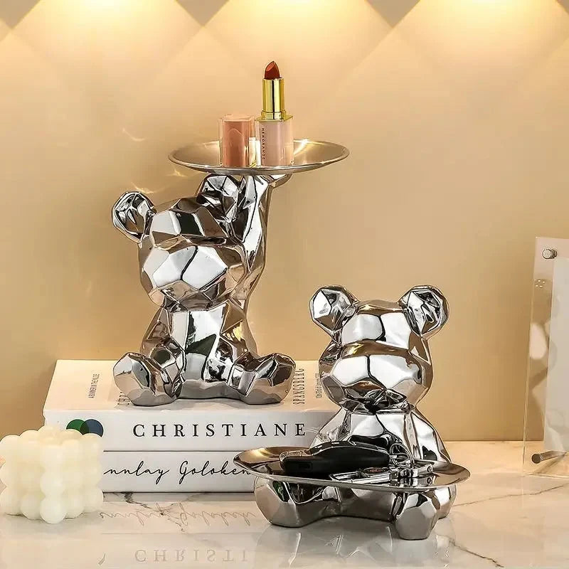 Coin Bank & Catchall Tray Ceramic Bear Design