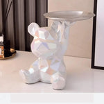 Coin Bank & Trinket Tray Ceramic Bear Design With Metal Tray