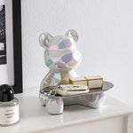 Coin Bank & Trinket Tray Ceramic Bear Design With Metal Tray
