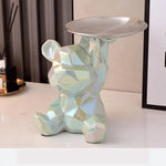 Coin Bank & Trinket Tray Ceramic Bear Design With Metal Tray