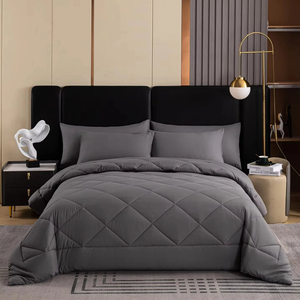 Comforter Set Hotel-Style All-Season Machine Washable Set of 3