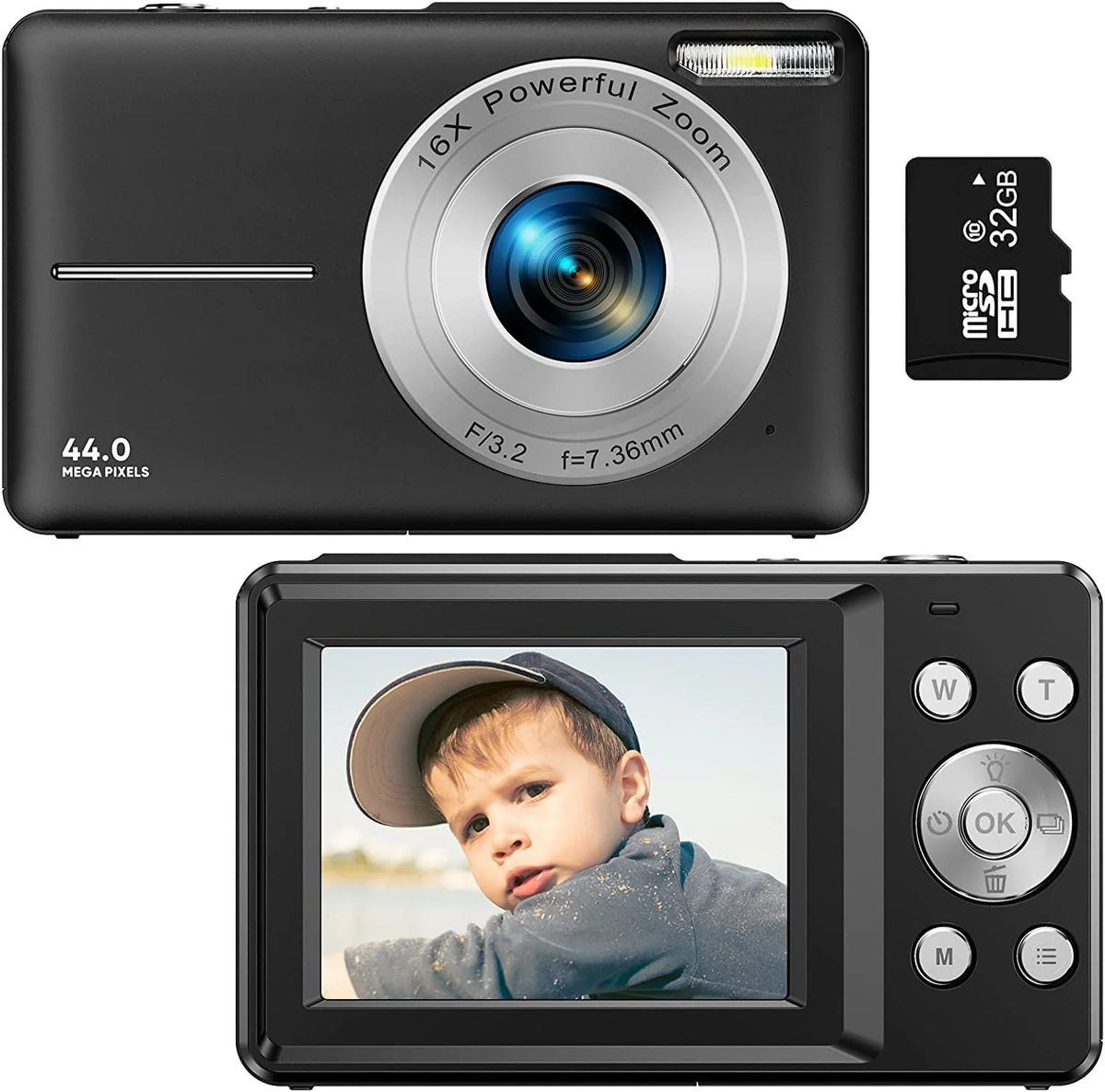 Compact Digital Camera 44MP 16× Zoom 1080P