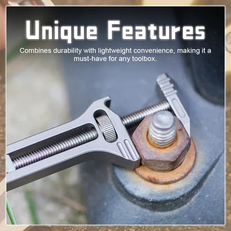 Compact Multi-Tool Titanium Alloy Adjustable Wrench & Caliper Ruler