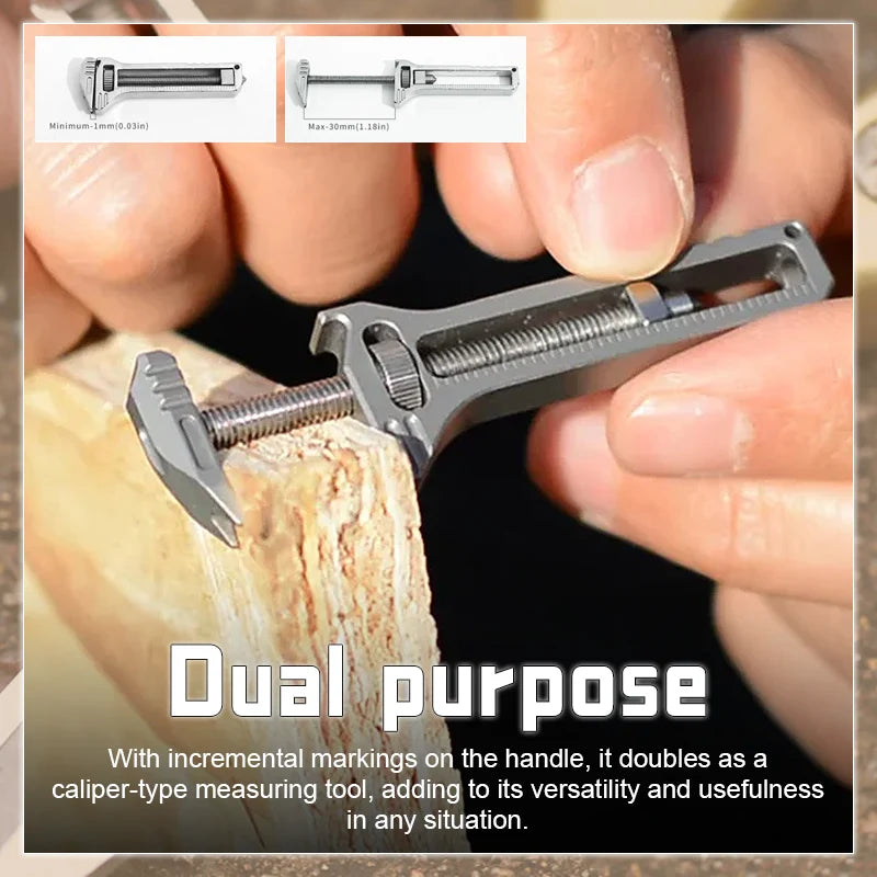 Compact Multi-Tool Titanium Alloy Adjustable Wrench & Caliper Ruler