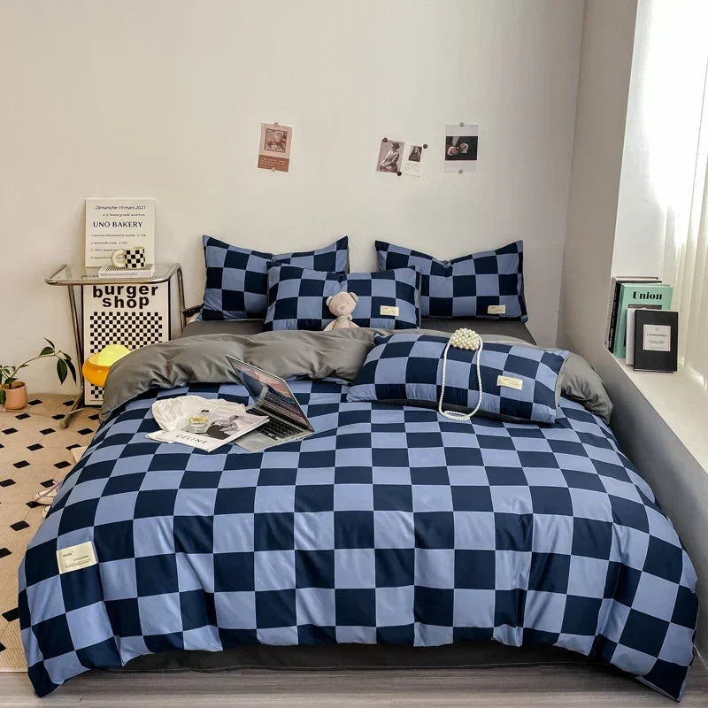 Complete Bedding Set Checkerboard Pattern Easy Care
