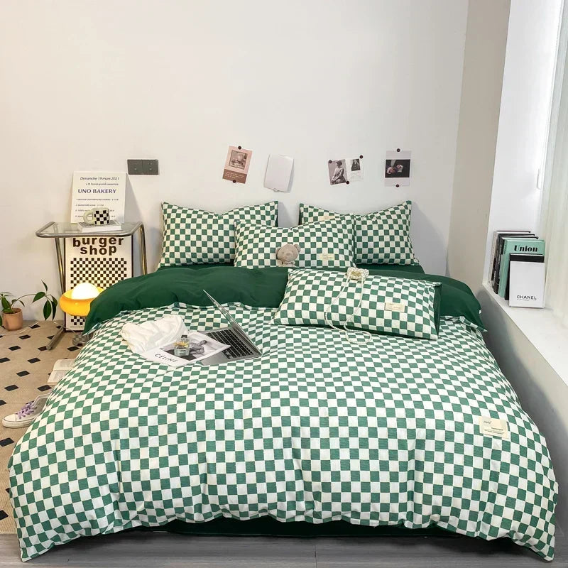 Complete Bedding Set Checkerboard Pattern Easy Care