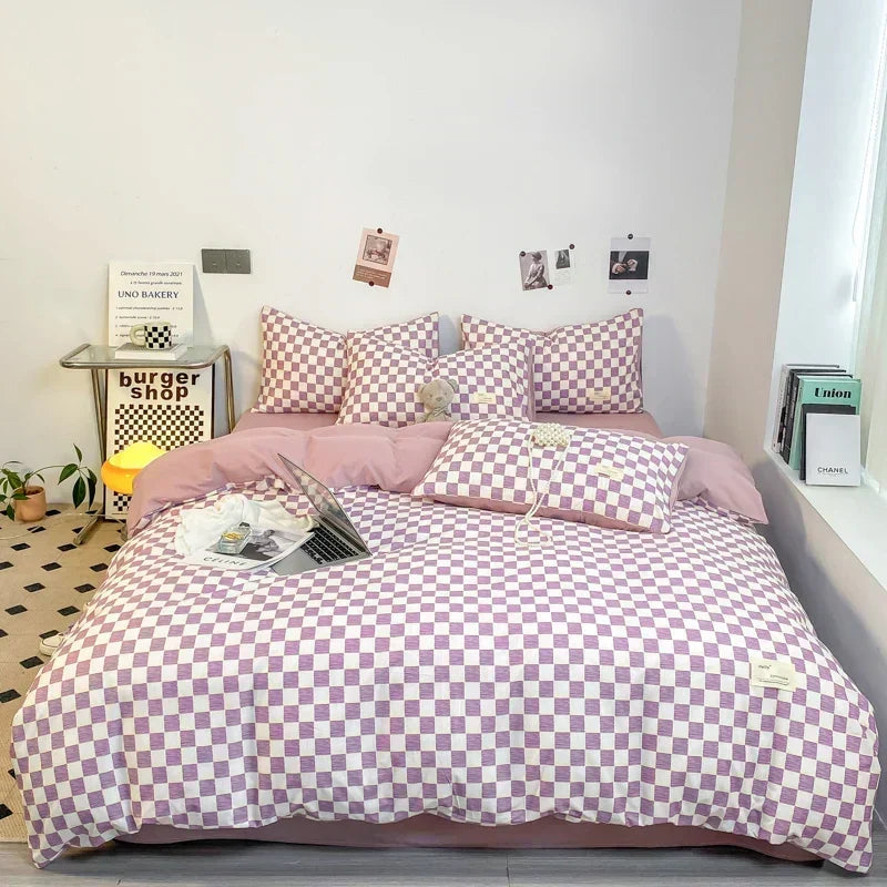 Complete Bedding Set Checkerboard Pattern Easy Care