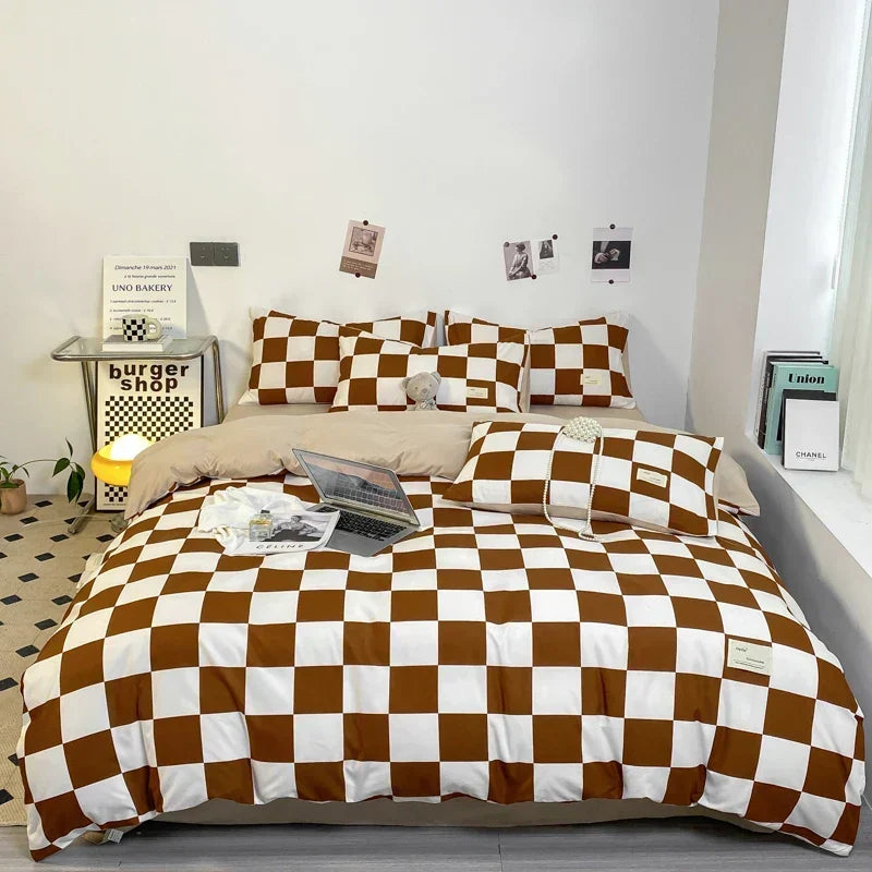 Complete Bedding Set Checkerboard Pattern Easy Care