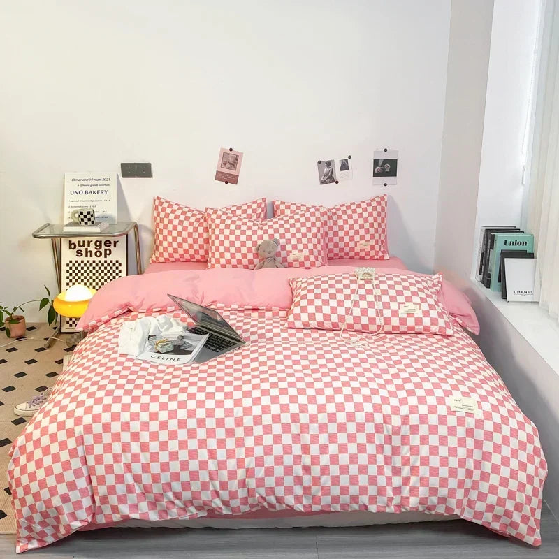 Complete Bedding Set Checkerboard Pattern Easy Care