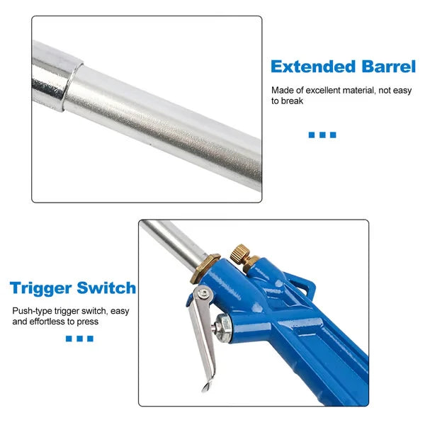 Compressed Air Blow Gun Long Reach Brass Tip Flexible Hose