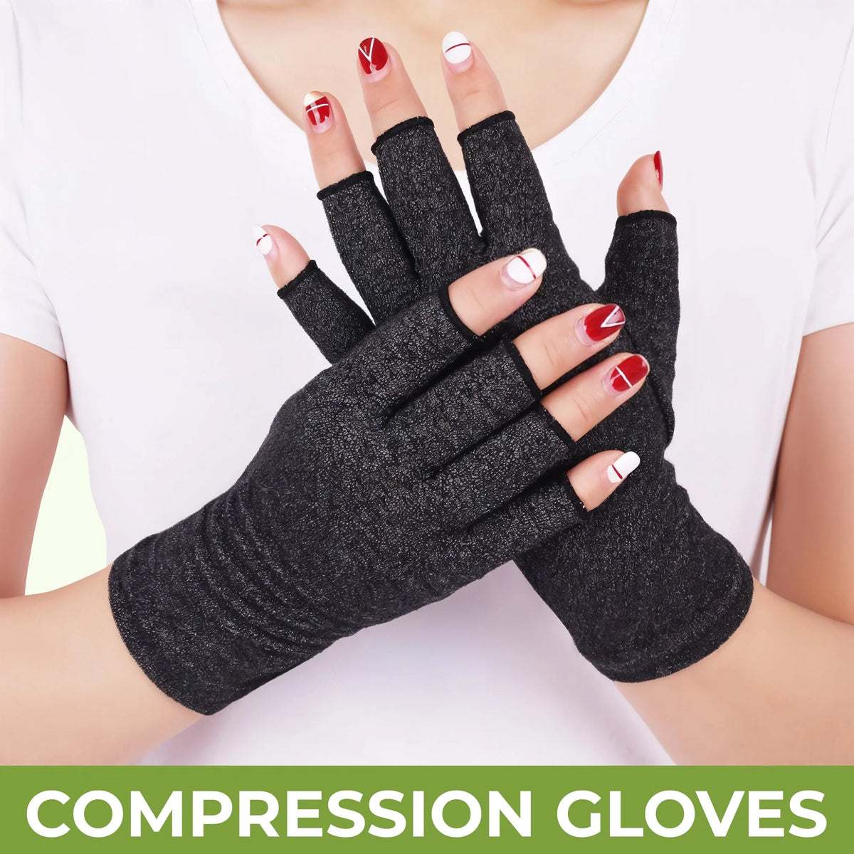 Compression Gloves Gentle Support & Open-Fingertip Cotton-Spandex