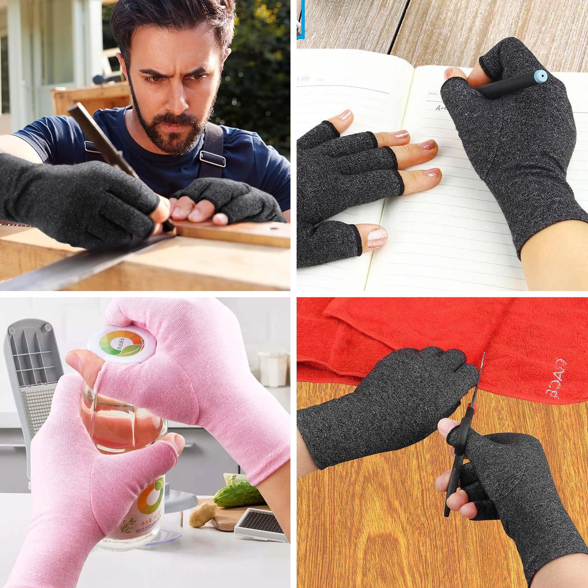 Compression Gloves Open-Fingertip Breathable Cotton-Spandex