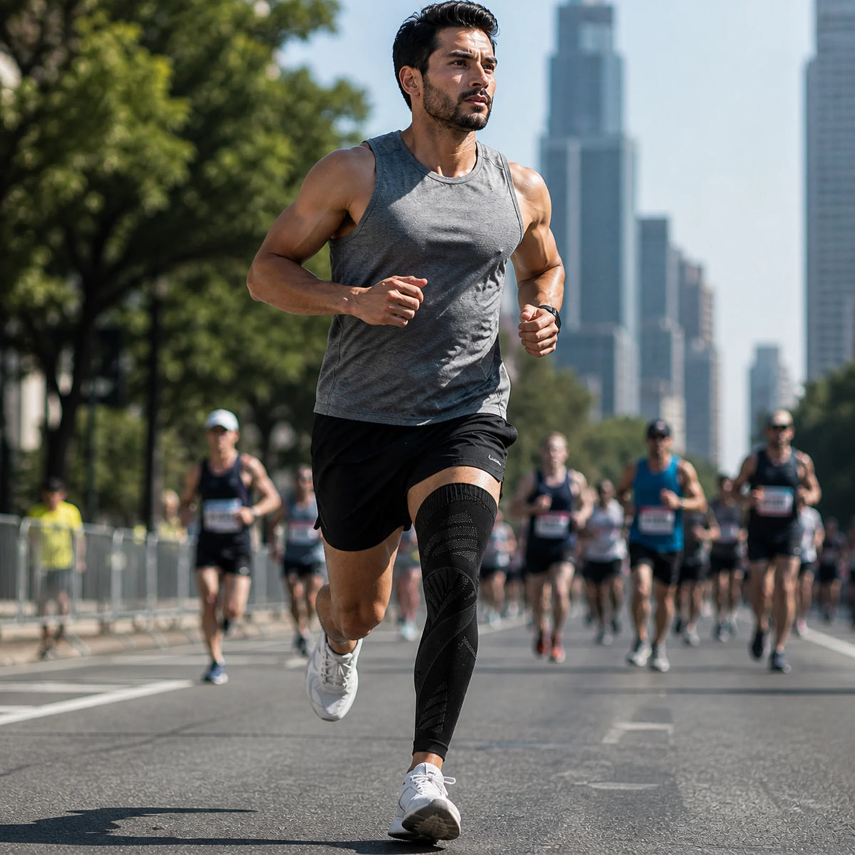 Compression Leg Sleeve Full-Leg Coverage Silicone Grip Band