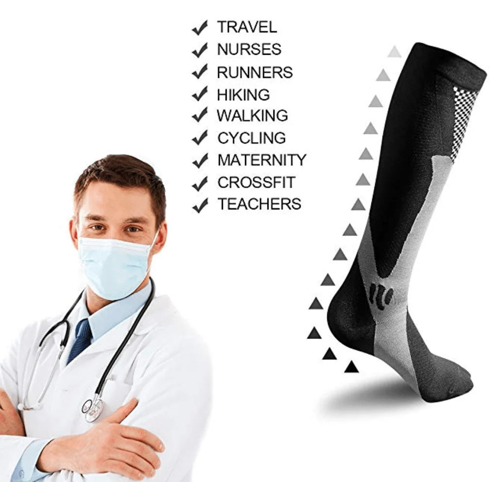 Compression Socks Graduated 20-30 mmHg Moisture-Wicking & Antibacterial