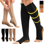 Compression Socks Zip-Up Graduated 20–30 mmHg Open-Toe Style