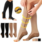 Compression Socks Zip-Up Graduated 20–30 mmHg Open-Toe Style