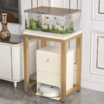 Console Table Marble-Effect Top Robot Vacuum Dock Storage