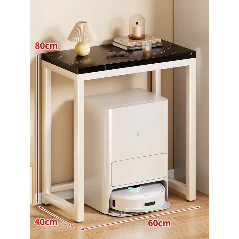 Console Table Marble-Effect Top Robot Vacuum Dock Storage