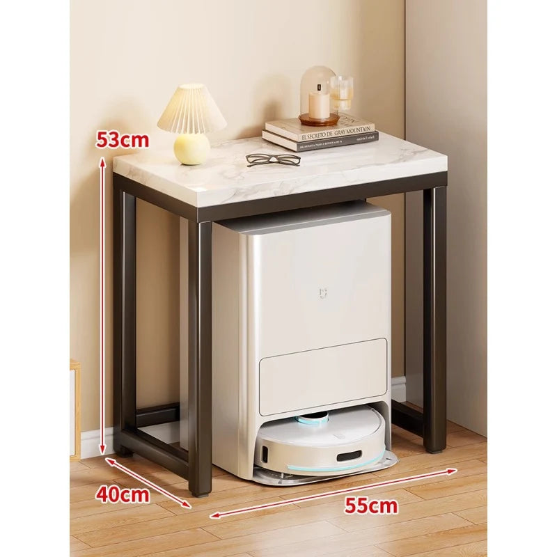 Console Table Marble-Effect Top Robot Vacuum Dock Storage