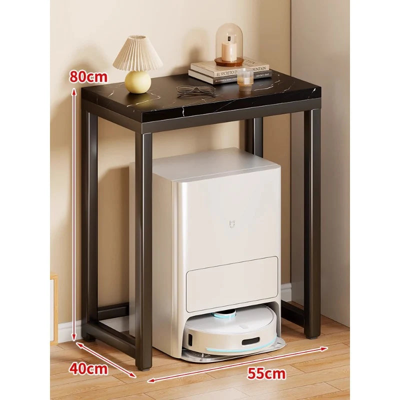 Console Table Marble-Effect Top Robot Vacuum Dock Storage