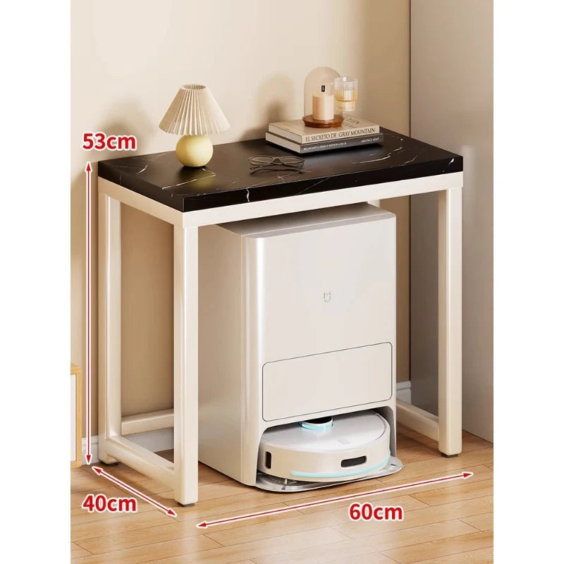 Console Table Marble-Effect Top Robot Vacuum Dock Storage