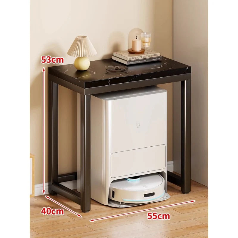 Console Table Marble-Effect Top Robot Vacuum Dock Storage
