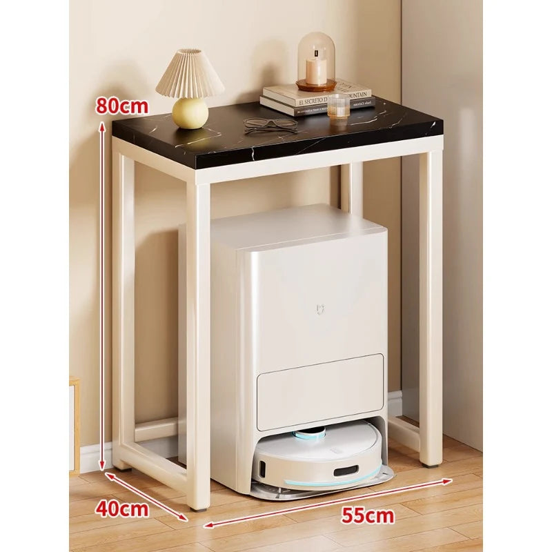 Console Table Marble-Effect Top Robot Vacuum Dock Storage