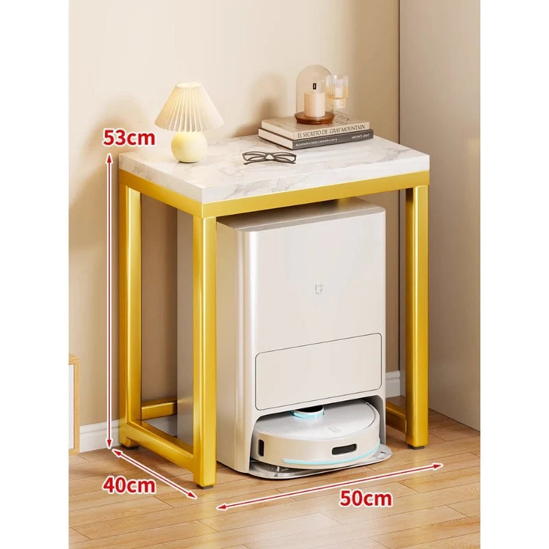Console Table Marble-Effect Top Robot Vacuum Dock Storage