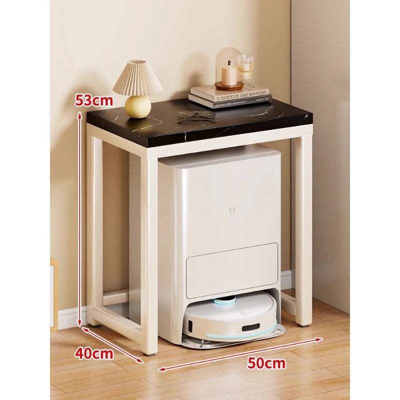 Console Table Marble-Effect Top Robot Vacuum Dock Storage