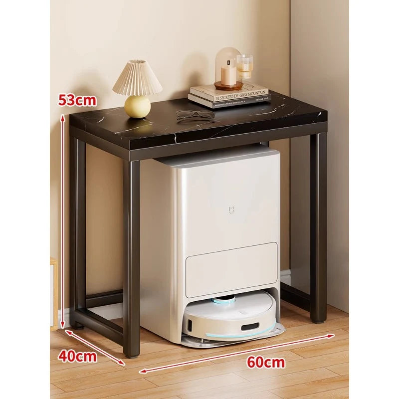 Console Table Marble-Effect Top Robot Vacuum Dock Storage