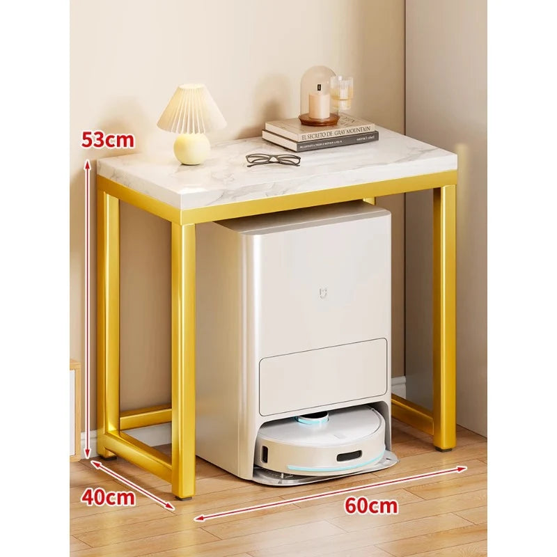 Console Table Marble-Effect Top Robot Vacuum Dock Storage