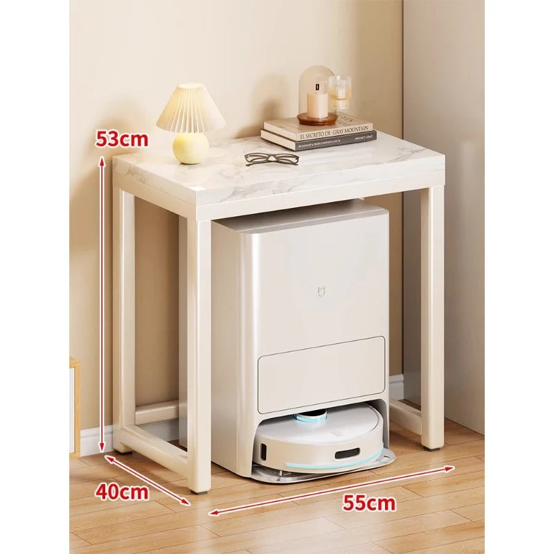 Console Table Marble-Effect Top Robot Vacuum Dock Storage
